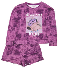 Justice Girls Purple All You Need Is Sleep Kitten Pajamas Sleep Set