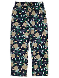 Star Wars Mandalorian Mens Blue Christmas Grogu Fleece Lounge Pajama Bottoms