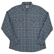 Wrangler Mens Blue Gray Plaid Long Sleeve Cloud Flannel Button Down Shirt