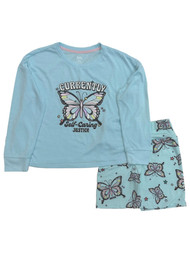 Justice Girls Blue Currently Self Caring Butterfly Pajamas Lounge Sleep Set