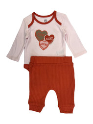 Infant Girls Pink & Red Conversation Heart Valentines Bodysuit & Pants Set