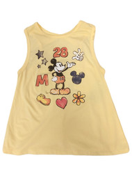 Disney Womens (Juniors) Yellow Mickey Mouse Tank Top Tee Shirt T-Shirt