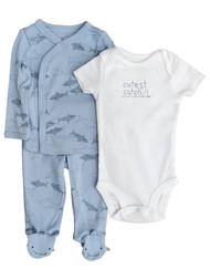 Carters Infant Boys 3pc Blue Cutest Catch Bodysuit, Jacket & Pants Set 0-3m