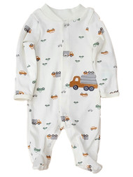 Carters Infant Boy White Truck & Car Snap Front Sleeper Pajamas Preemie