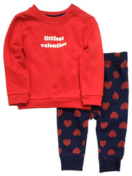 Infant Boys & Girls Red Littlest Valentine Outfit Sweatshirt & Pants