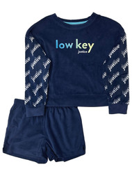 Justice Girls Navy Dark Blue Low Key Pajamas Lounge Shorts Sleep Set