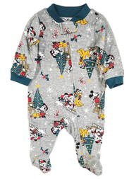 Disney Infant Boys & Girls Gray Mickey Mouse Christmas Sleeper Pajamas