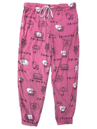 Womens Velvety Pink Friends Joggers Sleep Pants Pajama Bottoms