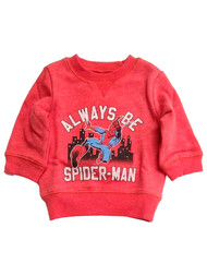Infant Boys Red Always Be Spiderman Sweatshirt Sweat Shirt 3 Months