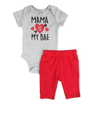 Celebrate Infant Boys Mom Is My Bae Valentine Outfit Bodysuit & Pants 0-3 Months
