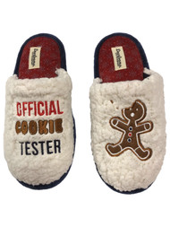 Dearfoams Womens Plush White Sherpa Cookie Tester Holiday Slippers