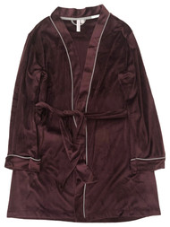 Womens Velvety Soft Plum Purple Shorty Bathrobe House Coat Bath Robe