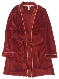 Womens Velvety Soft Rust Red Shorty Bathrobe House Coat Bath Robe