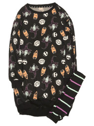 Nightmare Before Christmas Womens Black Nightgown Sleepshirt & Socks