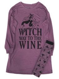 Womens Purple Witch Way to Wine Halloween Nightgown Sleepshirt & Socks