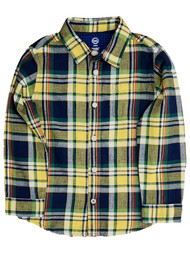 Toddler Boys Yellow & Blue Plaid Long Sleeve Button Down Shirt 5T