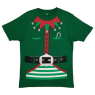 Holiday Time Mens Green Christmas Elf Costume Graphic Tee Holiday T-Shirt
