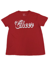 Womens Red Cheers Christmas Holiday Tee T-Shirt