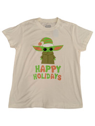 Star Wars Womens White Christmas Happy Holidays Yoda T-Shirt Tee Shirt