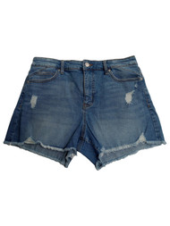 Sofia Jeans Womens Distressed Blue Denim Jean Shorts With Fringe
