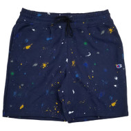 Champion Mens Navy Blue Paint Splatter Slim Fit French Terry Athletic Shorts