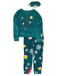 Justice Girls Green & Red Merry Christmas Holiday Pajama Sleep Set