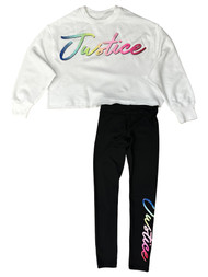 Justice Girls Black White Activewear Athletic Outfit Oversized Shirt