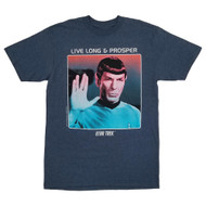 Star Trek Mens Big & Tall Navy Blue Heather Spock Graphic Tee Crew T-Shirt
