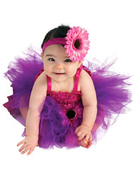 Baby Girls Pink Flower Tutu Dress & Headband Halloween Costume 0-6 Months