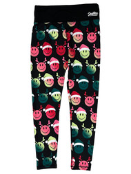 Justice Girls Black Christmas Holiday Leggings Stretchy Pants LP (12P/14P)