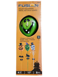 Green LED Solar Metal Witch Pathway Marker Light Halloween Yard Stake Decoration