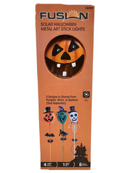 LED Solar Lighted Metal Pumpkin Pathway Marker Halloween Yard Stake Fall Decoration