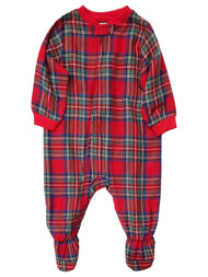 Infant Boys Red, Blue & Green Plaid Christmas Holiday Footed Sleeper Pajama