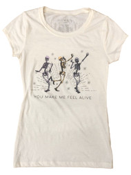 Womens (Jr's) You Make Me Feel Alive Halloween Skeleton T-Shirt Tee Shirt