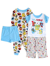 Sesame Street Boys Blue Fun With Numbers 5 Piece Pajama Sleep Set