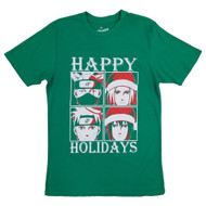 Ripple Junction Mens Green Naruto Shippuden Happy Holidays Christmas T-Shirt
