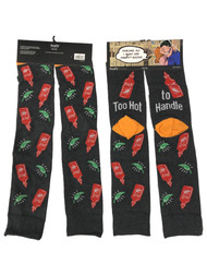 Fine Fit Adult Mens 2 Pair Gray Hot Sauce Themed Too Hot Crew Socks Gift Set