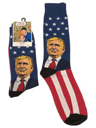 Fine Fit Adult Mens 2 Pair Patriotic President Donald Trump Crew Socks Gift Set