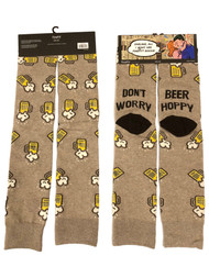 Fine Fit Adult Mens 2 Pair Brown Beer Themed Be Hoppy Crew Socks Gift Set