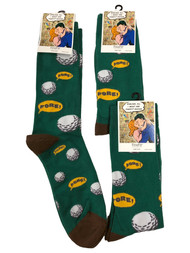 Fine Fit Adult Mens 3 Pair Green Golf Themed Fore Crew Socks Gift Set