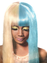 Halloween Womens Blue & Blonde Berry N' Cream Long Wig