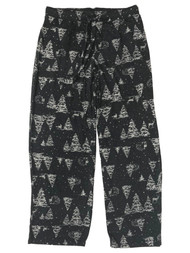 Womens Soft Gray Deer & Christmas Tree Holiday Sleep Pants Pajama Bottoms