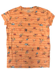 Womens Orange Surf Palm Roller Skate Nightgown Sleepshirt Sleep Shirt