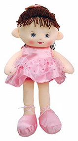 Linzy Valerie Ballerina Rag Doll 16" Plush Cloth Doll With Pink Ballet Dress