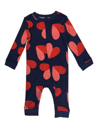Infant Girls One Piece Navy Red & Pink Heart Valentines Zip Sleeper Pajamas