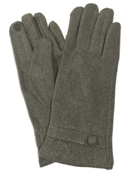 Womens Gray Button Stretch Fit Texting & Tech Touchscreen Gloves