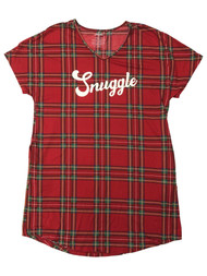 Womens Red Christmas Plaid Snuggle Nightgown Sleepshirt Sleep Shirt