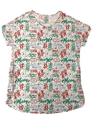 Womens White Christmas Holly Jolly Nightgown Sleepshirt Sleep Shirt 2X/3X