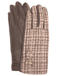 Womens White & Gray Plaid Button Stretch Fit Texting & Tech Touchscreen Gloves