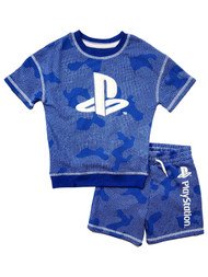 PlayStation Boys Blue & White Shorts & T-Shirt Set Athletic Outfit